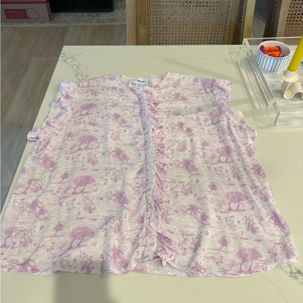 KOCH Toile Ruffle Sleeve Blouse